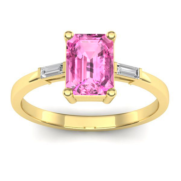 Inel de logodna cu safir roz dreptunghiular