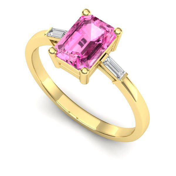 Inel de logodna din aur galben cu safir roz