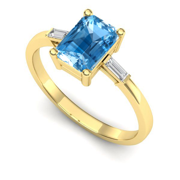 Inel de logodna din aur galben cu topaz blue