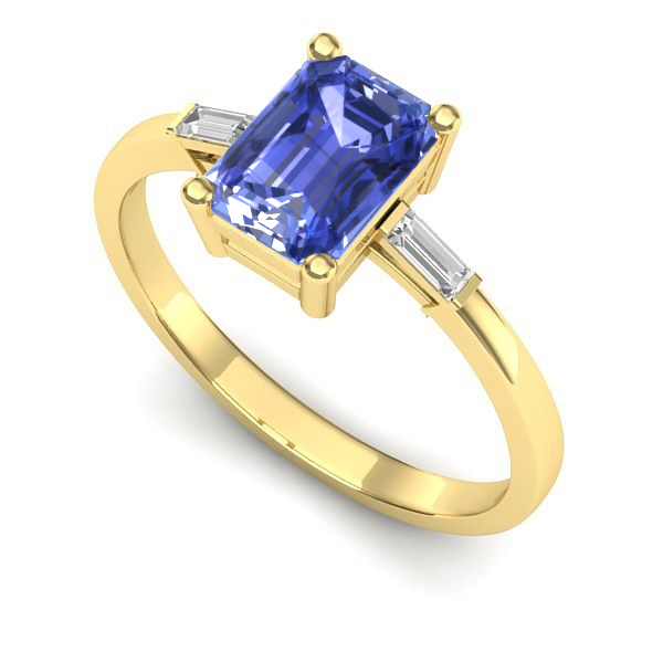 Inel logodna din aur galben cu tanzanit