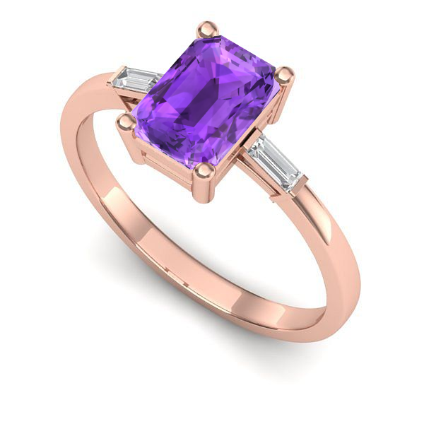 Inel din aur roz cu ametist