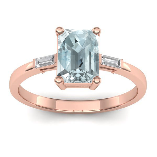 Inel logodna cu aquamarin dreptunghiular