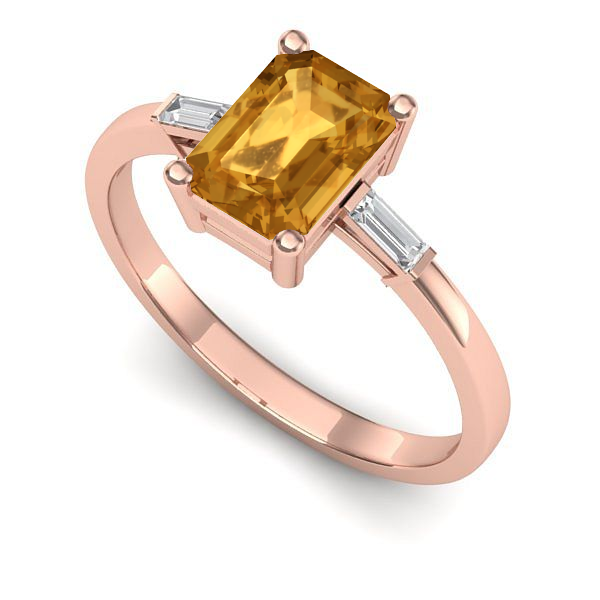 Inel logodna din aur roz cu citrin