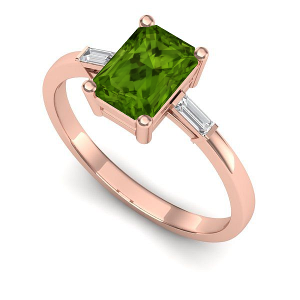 Inel din aur roz cu peridot