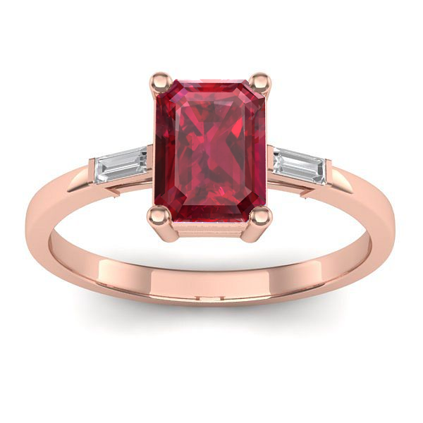 Inel logodna cu rubin dreptunghiular