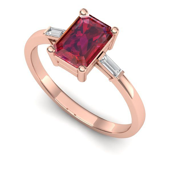 Inel logodna din aur roz cu rubin