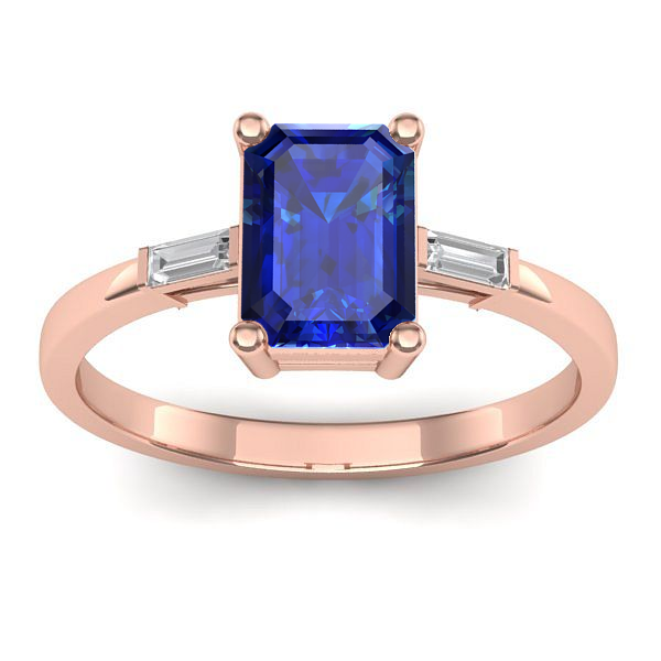 Inel logodna cu safir dreptunghiular