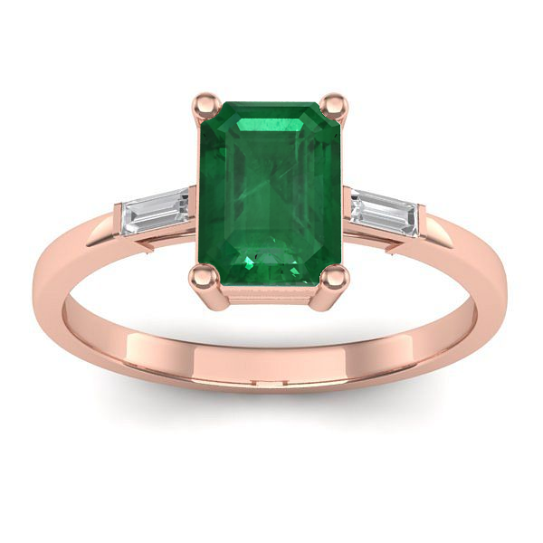 Inel cu smarald dreptunghiular