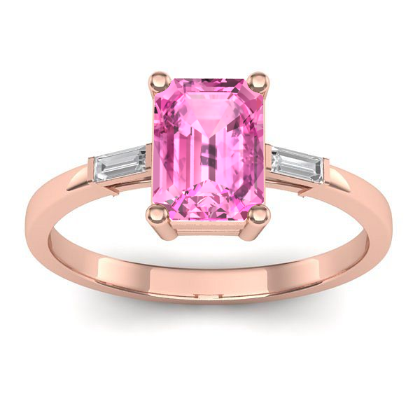 Inel cu safir roz dreptunghiular