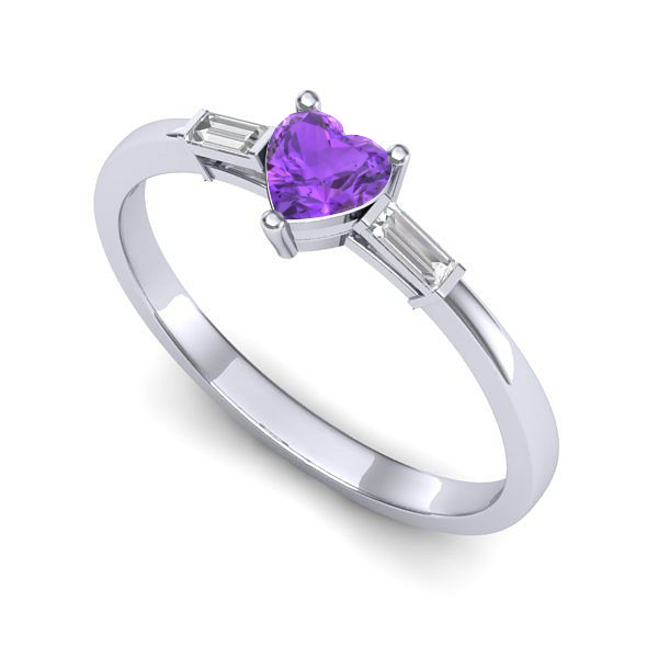 Inel de logodna din aur alb cu ametist