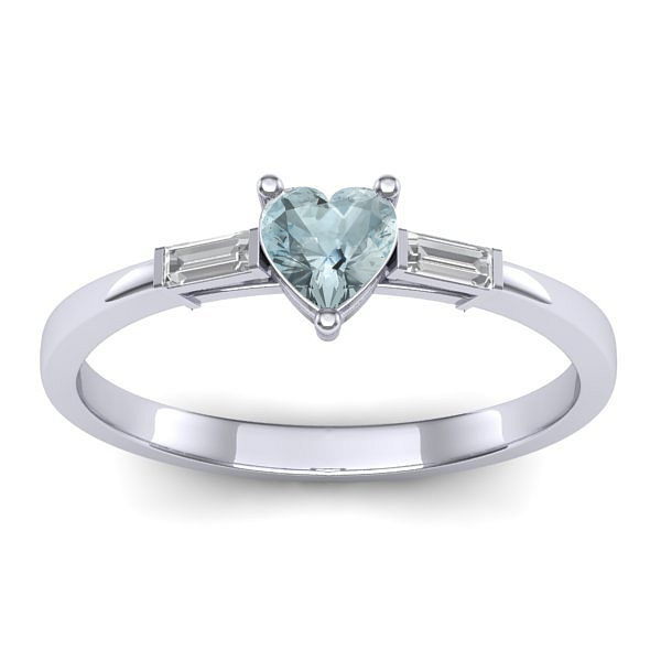 Inel de logodna cu aquamarin inima