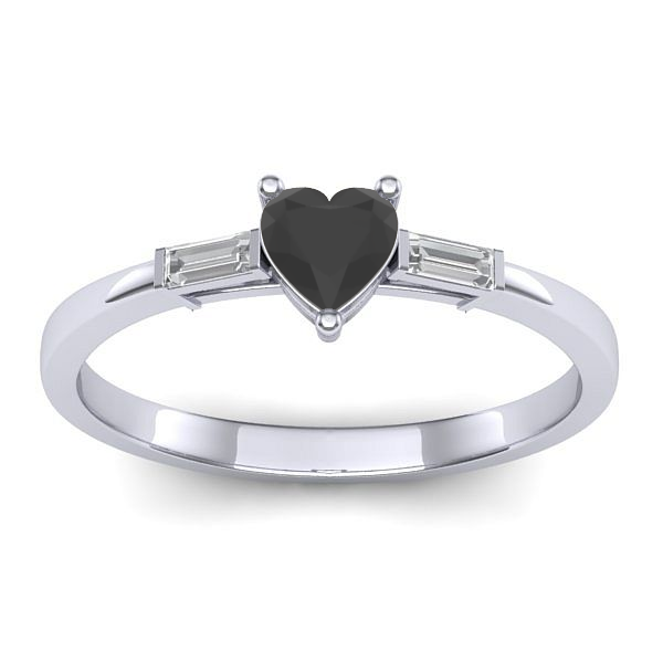 Inel cu diamant negru inima