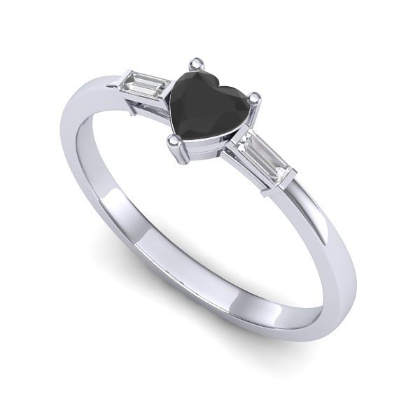 Inel de logodna din aur alb cu diamant negru