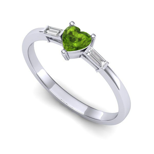 Inel din aur alb cu peridot