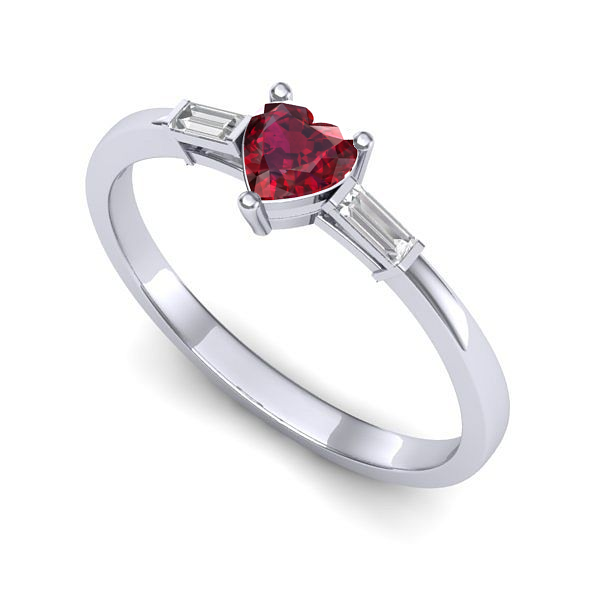 Inel de logodna din aur alb cu rubin