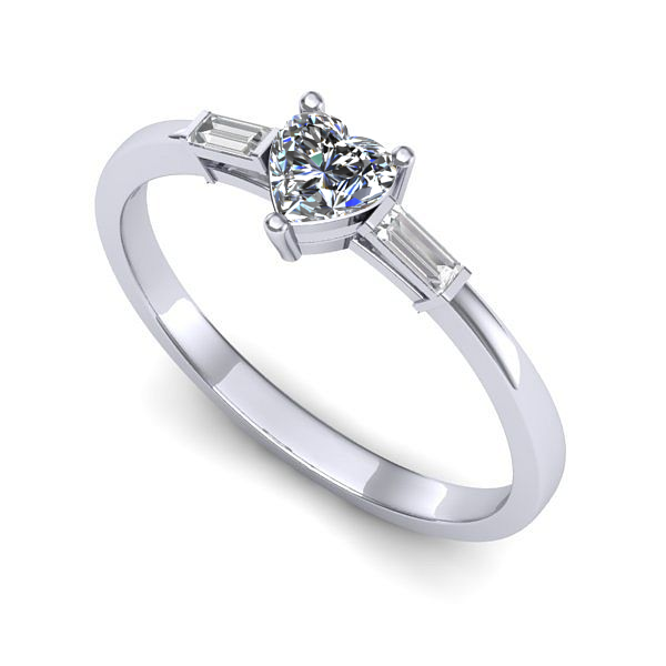 Inel din aur alb cu safir alb