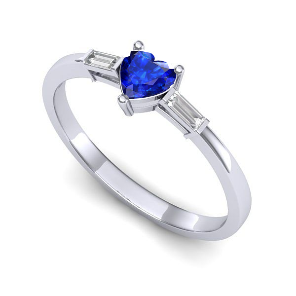 Inel din aur alb cu safir