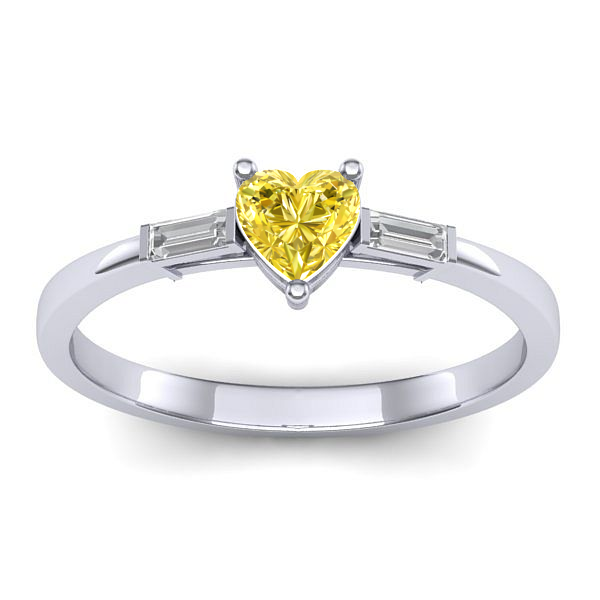 Inel cu safir galben inima