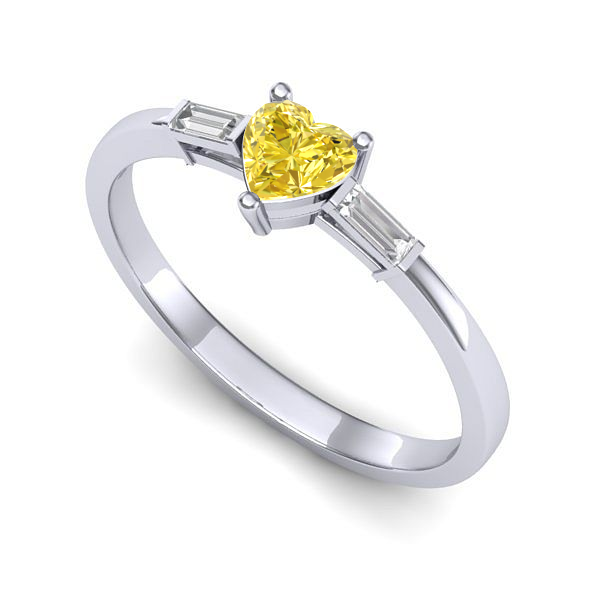 Inel de logodna din aur alb cu safir galben