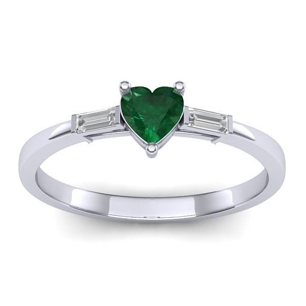 Inel logodna cu smarald inima