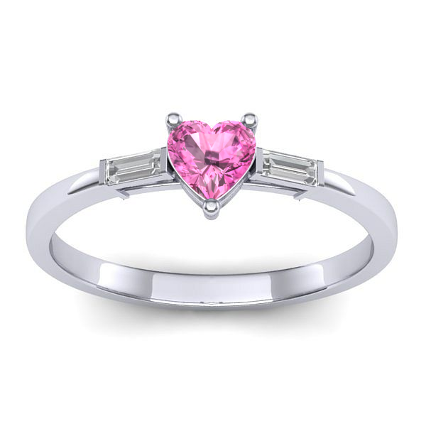 Inel cu safir roz inima