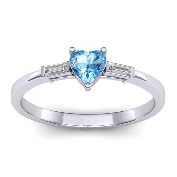 Inel cu topaz blue inima