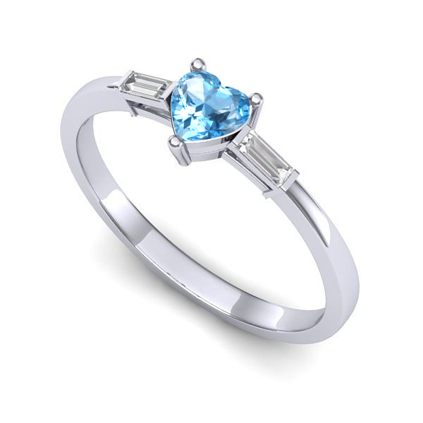 Inel logodna din aur alb cu topaz blue