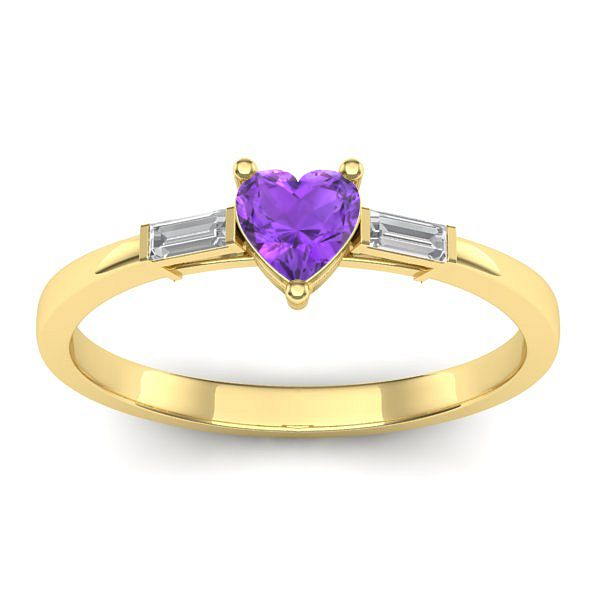 Inel cu ametist inima