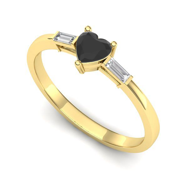 Inel de logodna din aur galben cu diamant negru