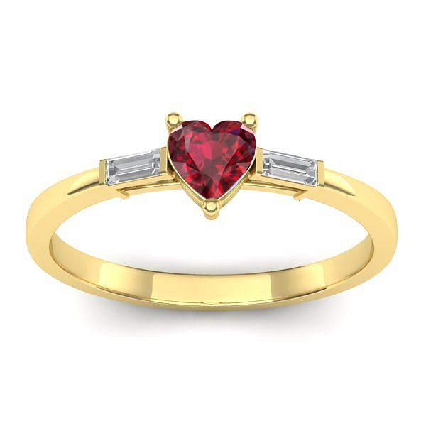 Inel cu rubin inima