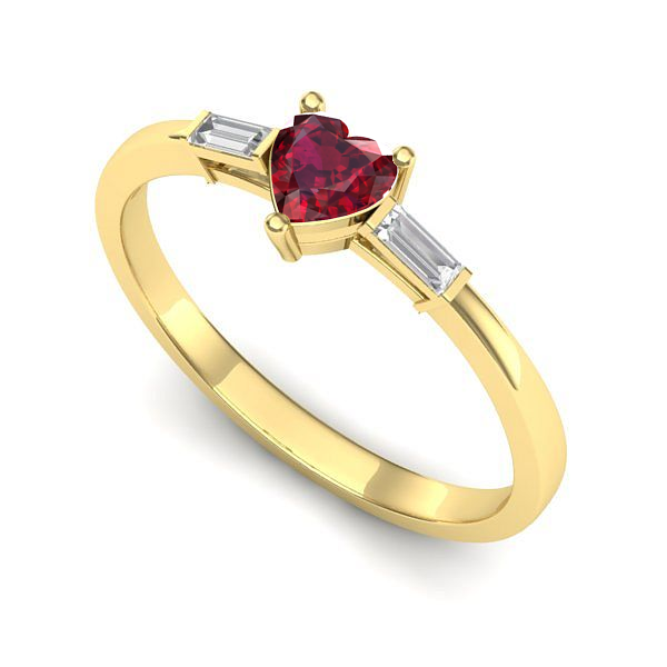 Inel logodna din aur galben cu rubin