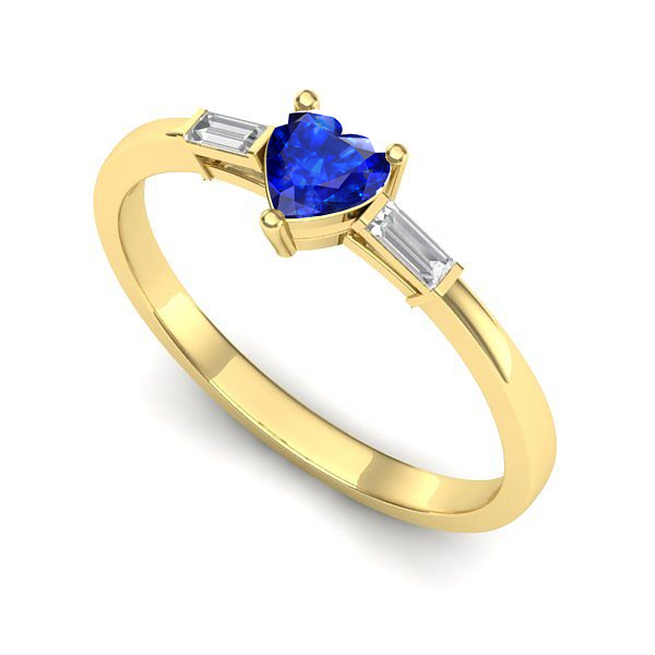 Inel logodna din aur galben cu safir