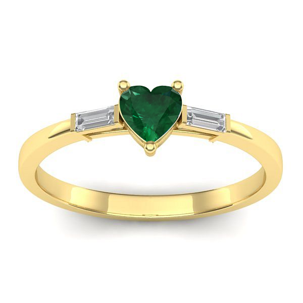 Inel logodna cu smarald inima