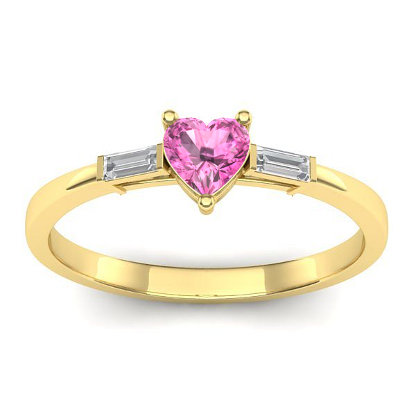 Inel cu safir roz inima