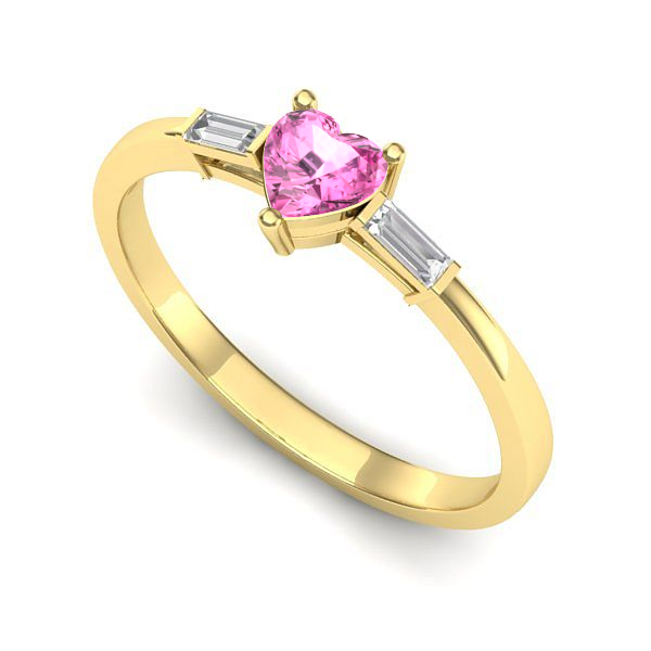 Inel din aur galben cu safir roz