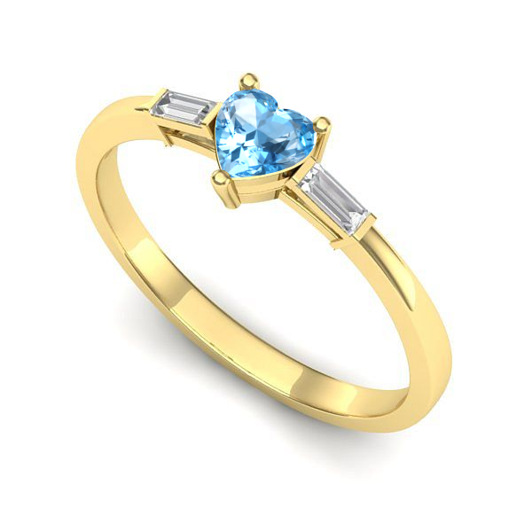 Inel de logodna din aur galben cu topaz blue