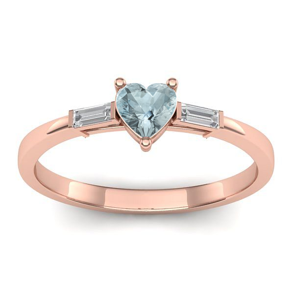 Inel de logodna cu aquamarin inima