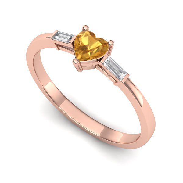 Inel din aur roz cu citrin