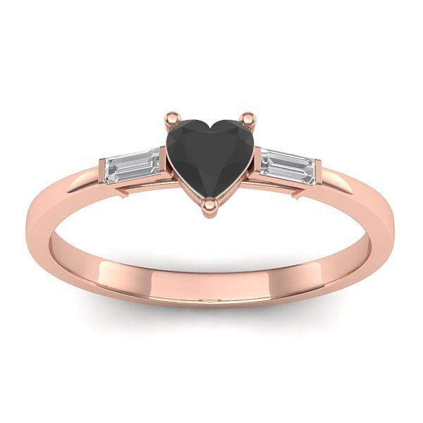 Inel logodna cu diamant negru inima