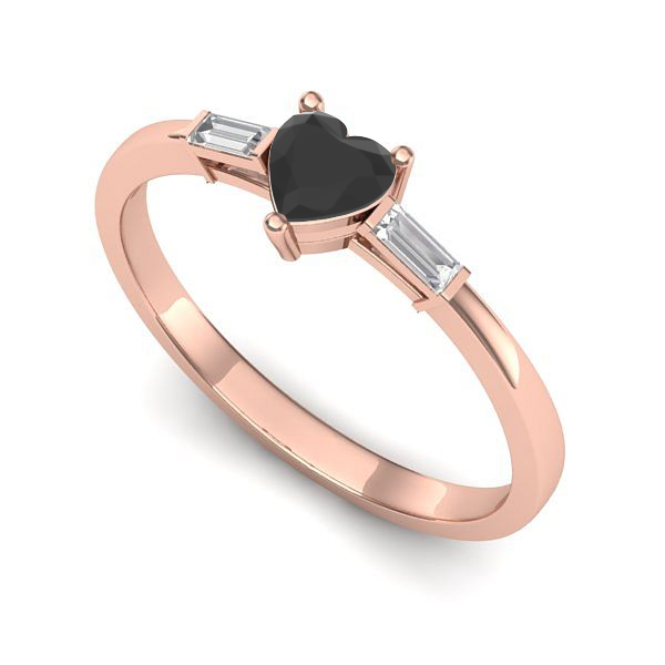 Inel de logodna din aur roz cu diamant negru