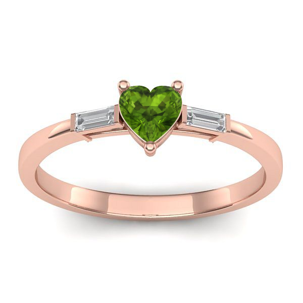 Inel de logodna cu peridot inima