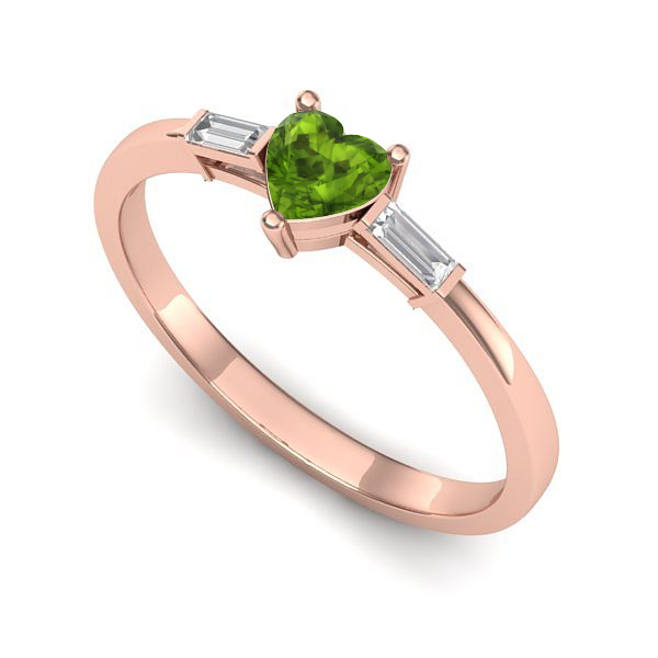 Inel din aur roz cu peridot