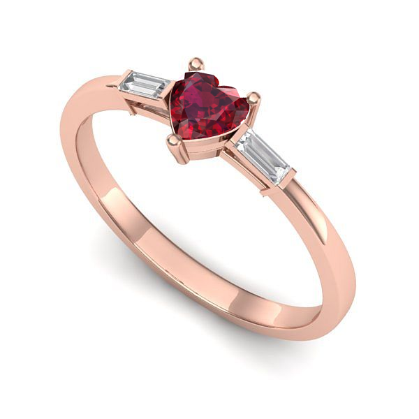 Inel de logodna din aur roz cu rubin