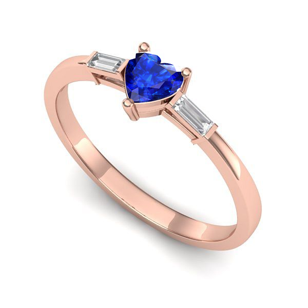 Inel de logodna din aur roz cu safir