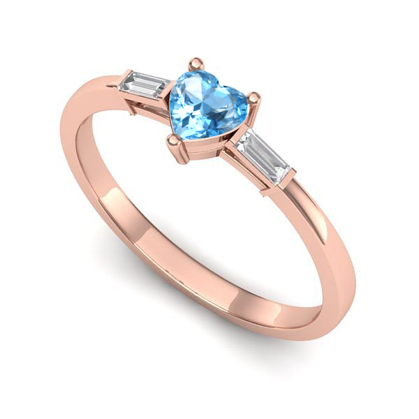 Inel logodna din aur roz cu topaz blue