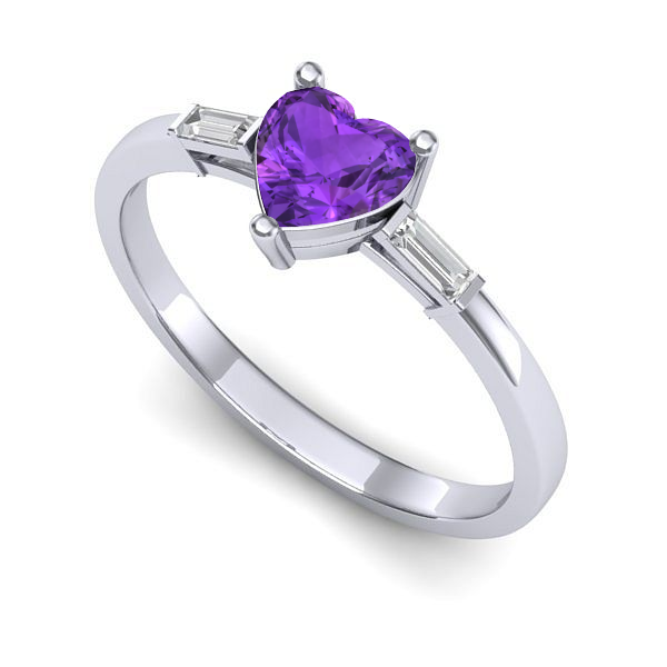 Inel din aur alb cu ametist