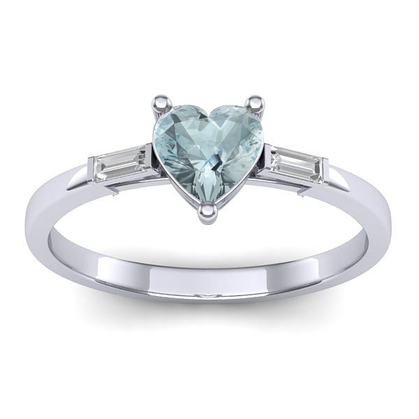 Inel cu aquamarin inima