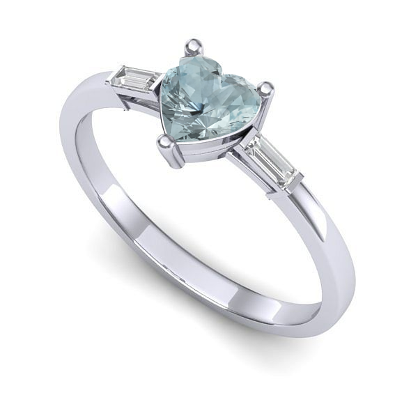 Inel de logodna din aur alb cu aquamarin