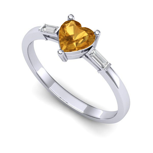 Inel logodna din aur alb cu citrin