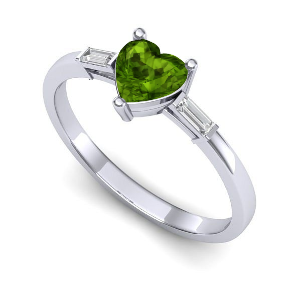 Inel de logodna din aur alb cu peridot